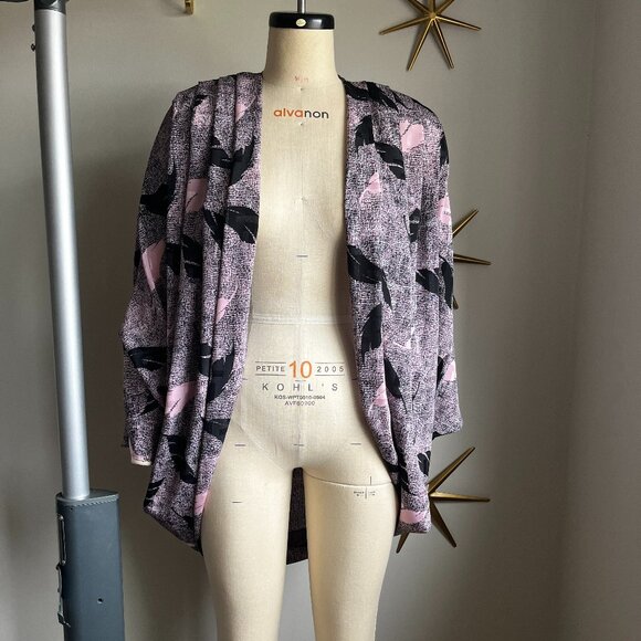 Vintage Black and Pink leaf Cocoon Cardigan - Picture 1 of 10